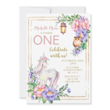 Unicorn Owl Waterverf Floral Pink Glitter