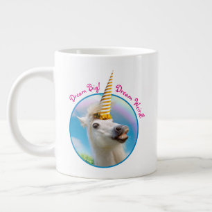 Unicorn-paard en regenboog grote koffiekop