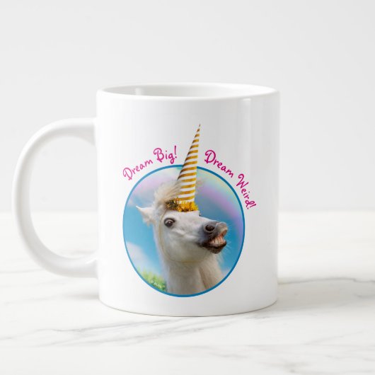 Unicorn-paard en regenboog grote koffiekop (Links)