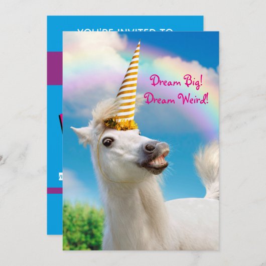 Unicorn-paard en regenboog kaart (Voorkant / Achterkant)