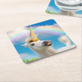 Unicorn-paard en regenboog kartonnen onderzetters (Schuin)