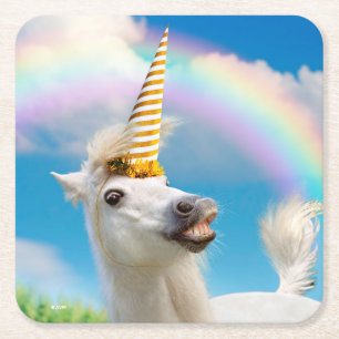 Unicorn-paard en regenboog kartonnen onderzetters