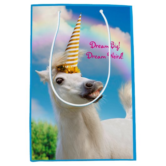 Unicorn-paard en regenboog medium cadeauzakje (Voorkant)