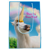 Unicorn-paard en regenboog medium cadeauzakje (Achterkant)