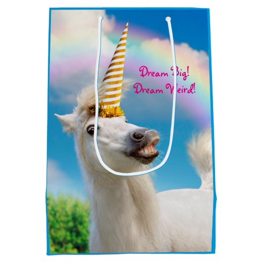 Unicorn-paard en regenboog medium cadeauzakje (Achterkant)