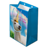 Unicorn-paard en regenboog medium cadeauzakje (Achterkant Gekanteld)