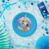 Unicorn-paard en regenboog papieren bordje (Feest)