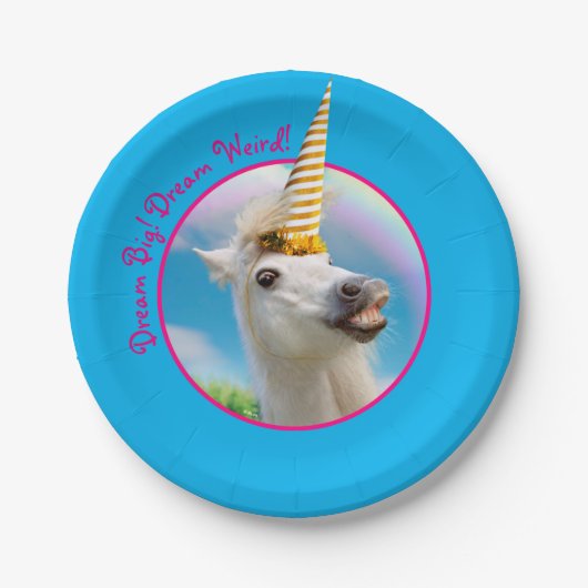 Unicorn-paard en regenboog papieren bordje (Voorkant)