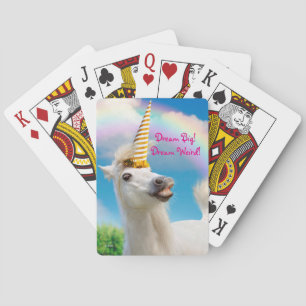 Unicorn-paard en regenboog pokerkaarten