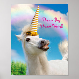 Unicorn-paard en regenboog poster
