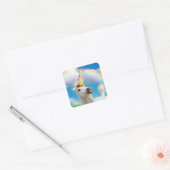 Unicorn-paard en regenboog vierkante sticker (Envelop)