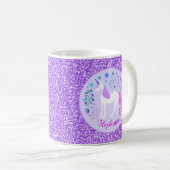 Unicorn Paars Glitter Persoonlijke naam Koffiemok (Voorkant rechts)