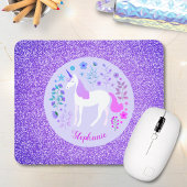 Unicorn Paars Glitter Persoonlijke naam Muismat