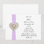 Unicorn Paars Lace Bachelorette Party Invitation Kaart (Voorkant / Achterkant)