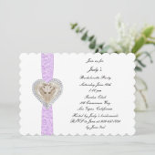 Unicorn Paars Lace Bachelorette Party Invitation Kaart (Staand voorkant)