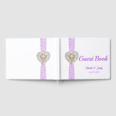 Unicorn Paars Lace Ribbon Wedding Guestbook Gastenboek (Volledig)