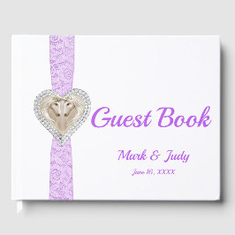 Unicorn Paars Lace Ribbon Wedding Guestbook Gastenboek