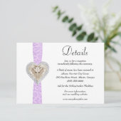 Unicorn Paars Lace Wedding Details Informatiekaartje (Staand voorkant)