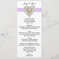 Unicorn Paars Lace Wedding Menu Kaart