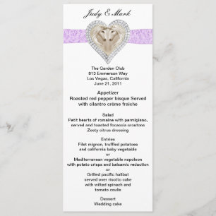 Unicorn Paars Lace Wedding Menu Kaart