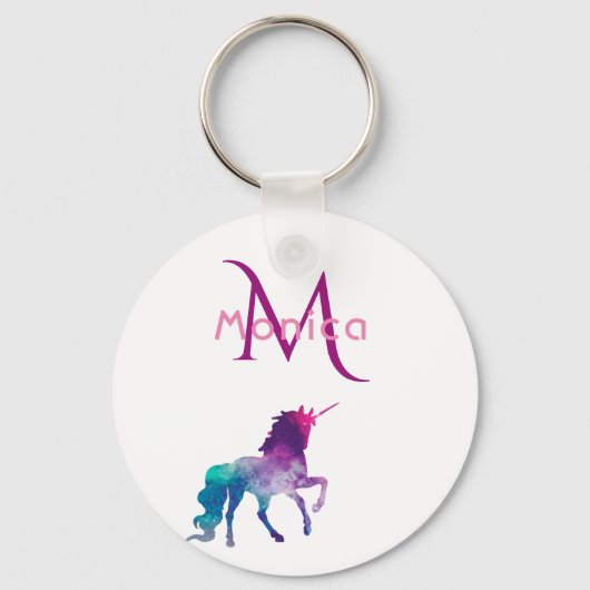 Unicorn paars roze, monogrammen sleutelhanger (Voorkant)