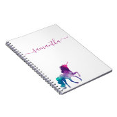Unicorn paars roze witte monogram script notitieboek (Rechterzijde)