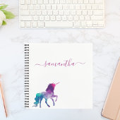 Unicorn paars roze witte monogram script notitieboek
