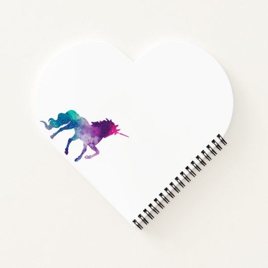 Unicorn paars roze witte monogram script notitieboek (Achterkant)