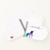 Unicorn paars roze witte monogram script notitieboek (Binnen)