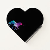 Unicorn paars roze zwart monogram script notitieboek (Achterkant)