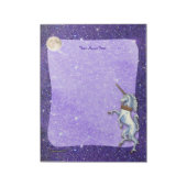 Unicorn Paarse Faux Glitter Border Notitieblok (Linkerzijde)