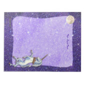 Unicorn Paarse Faux Glitter Border Notitieblok (Voorkant)