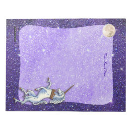 Unicorn Paarse Faux Glitter Border Notitieblok