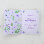 Unicorn Paarse gepersonaliseerde Baby shower dank  Bedankkaart (Binnen)