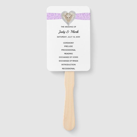 Unicorn Paarse Kant Trouwprogramma Fans Handwaaier (Voorkant)