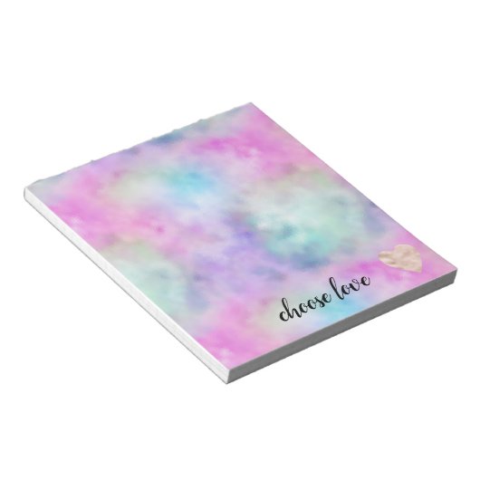 Unicorn Paarse Roze Aqua Blush Heart Notitieblok (Schuin)