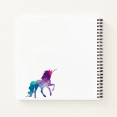 Unicorn paarse roze zwart monogram script notitieboek (Achterkant)
