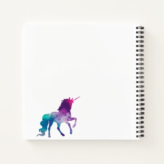 Unicorn paarse roze zwart monogram script notitieboek (Achterkant)
