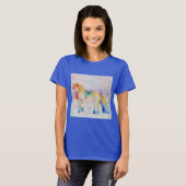 Unicorn Paarse Waterverf Womens Whimsical T Shirt (Voorkant volledig)