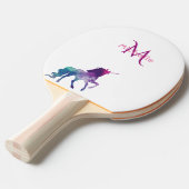 Unicorn paarse witte monogram tafeltennisbatje (Voorkant Gekanteld)