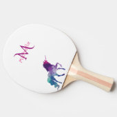 Unicorn paarse witte monogram tafeltennisbatje (Zijkant)