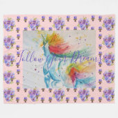 Unicorn Painting Dreams Roze Floral Fleece Blanket (Voorkant (Horizontaal))