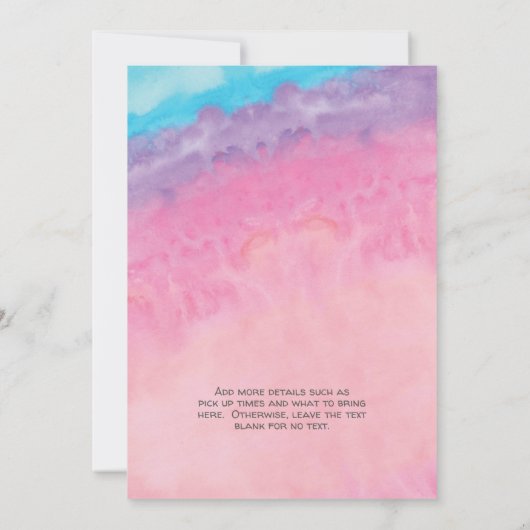 Unicorn Pajama Party Kaart (Achterkant)