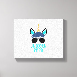 Unicorn Papa T-Shirt Funny Vaderdag Gift Canvas Afdruk