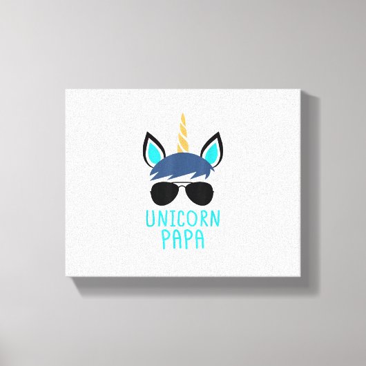 Unicorn Papa T-Shirt Funny Vaderdag Gift Canvas Afdruk (Voorkant)