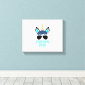 Unicorn Papa T-Shirt Funny Vaderdag Gift Canvas Afdruk (Insitu (Houten vloer))
