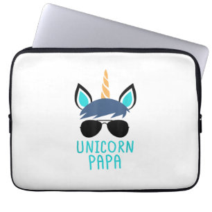 Unicorn Papa T-Shirt Funny Vaderdag Gift Laptop Sleeve