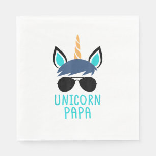 Unicorn Papa T-Shirt Funny Vaderdag Gift Servet