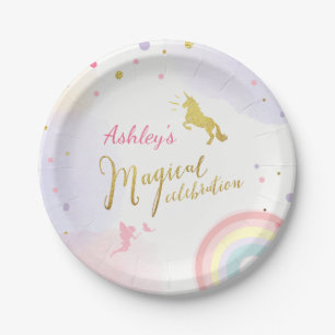 Unicorn Paper Borden Roze Gold Magische Dag Papieren Bordje