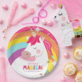 Unicorn Paper Borden Roze regenboogdag Papieren Bordje (Feest)